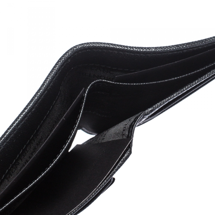 Pre Owned Montblanc Black Leather and Fabric Sartorial Jet 6CC Wallet  
