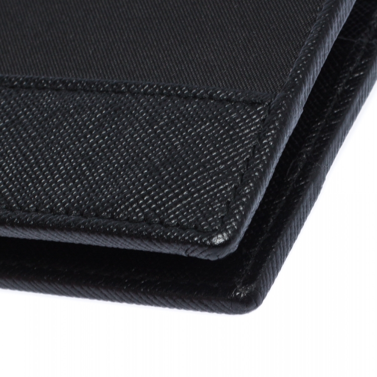 Pre Owned Montblanc Black Leather and Fabric Sartorial Jet 6CC Wallet  