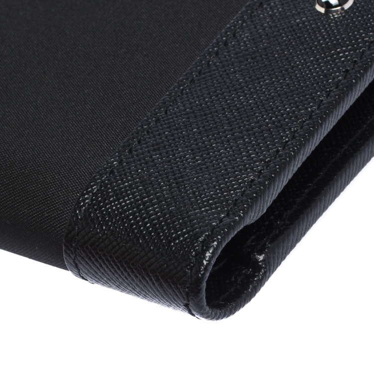 Pre Owned Montblanc Black Leather and Fabric Sartorial Jet 6CC Wallet  