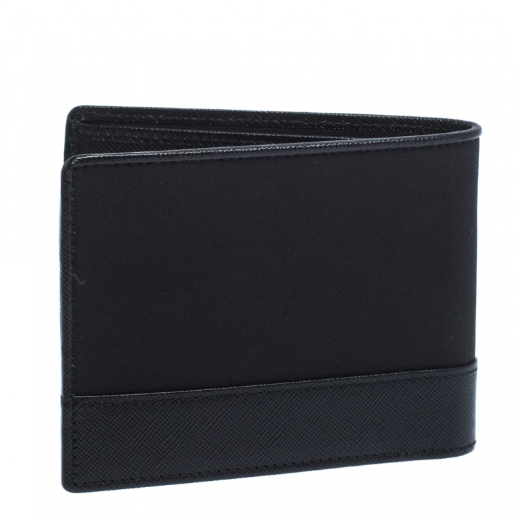 Pre Owned Montblanc Black Leather and Fabric Sartorial Jet 6CC Wallet  