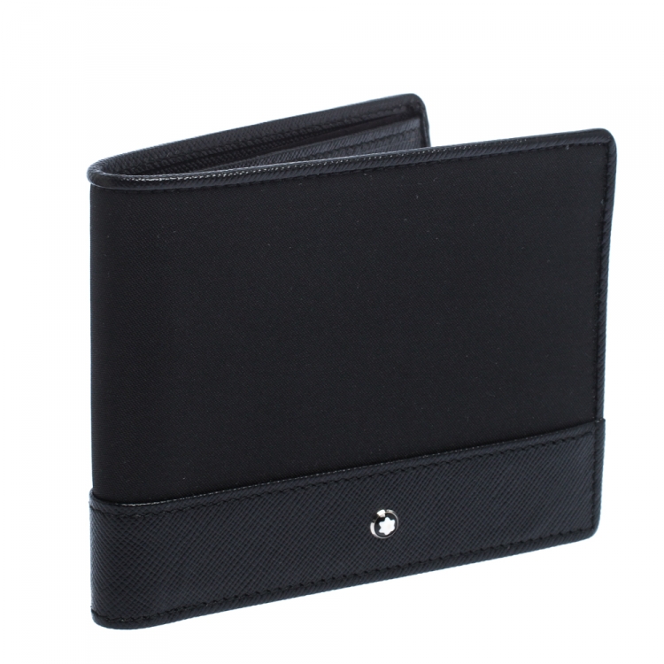 Pre Owned Montblanc Black Leather and Fabric Sartorial Jet 6CC Wallet  