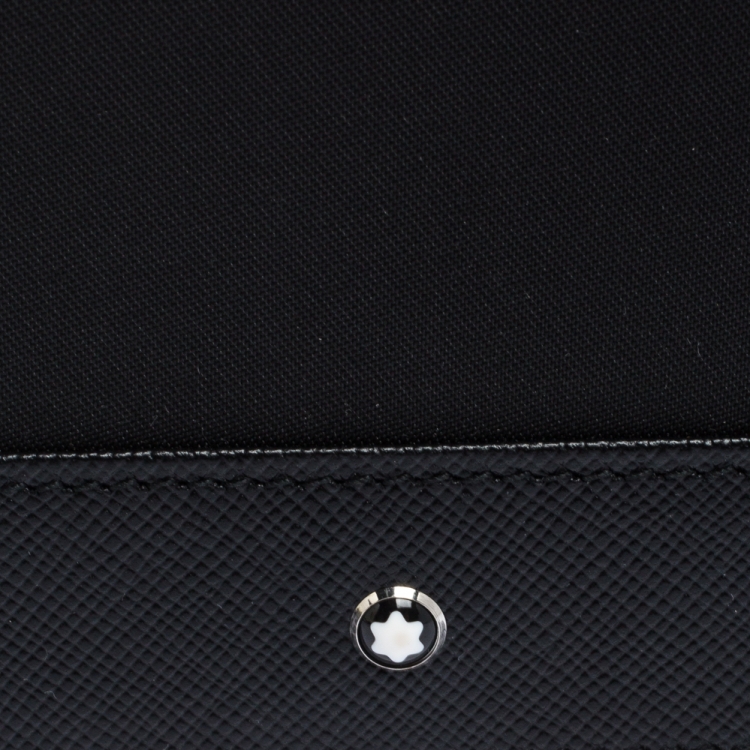 Pre Owned Montblanc Black Leather and Fabric Sartorial Jet 6CC Wallet  