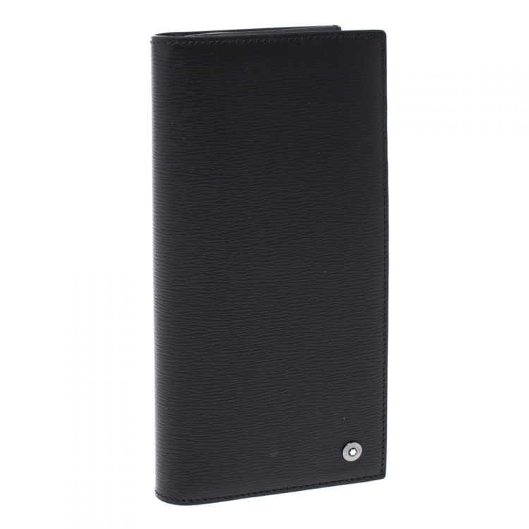 Pre Owned Montblanc Black Leather Westside 6CC Long Bifold wallet 