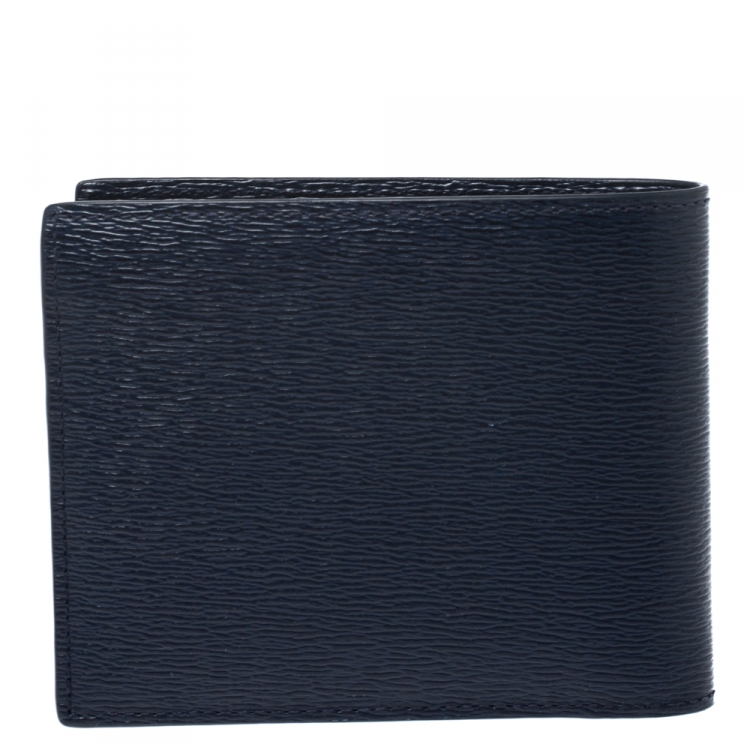Pre Owned Montblanc Navy Blue Leather Westside Bifold Wallet 