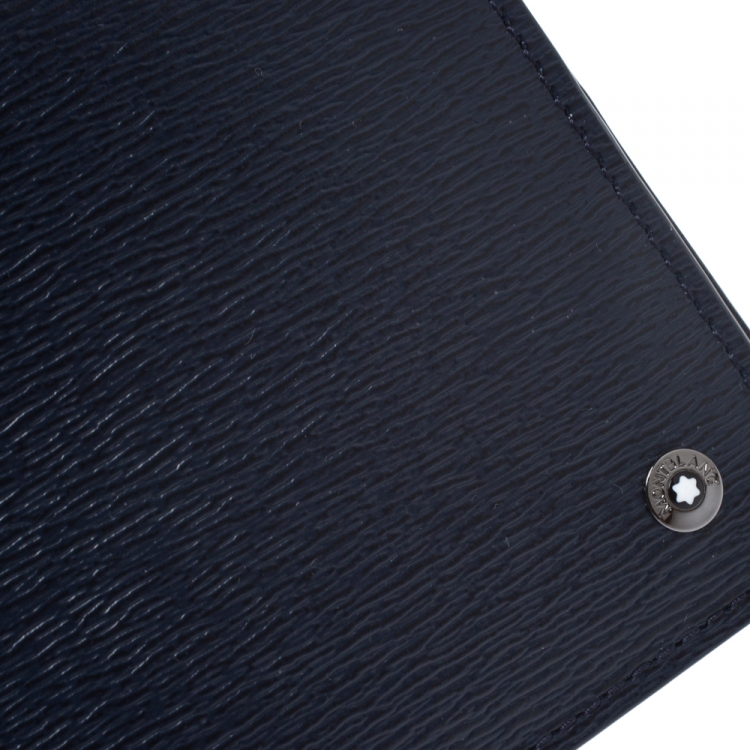 Pre Owned Montblanc Navy Blue Leather Westside Bifold Wallet 
