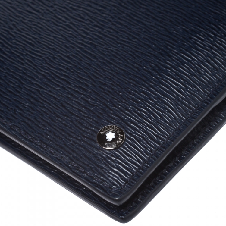 Pre Owned Montblanc Navy Blue Leather Westside Bifold Wallet 