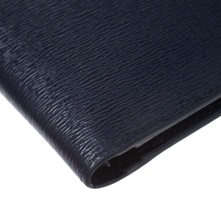 Pre Owned Montblanc Navy Blue Leather Westside Bifold Wallet 