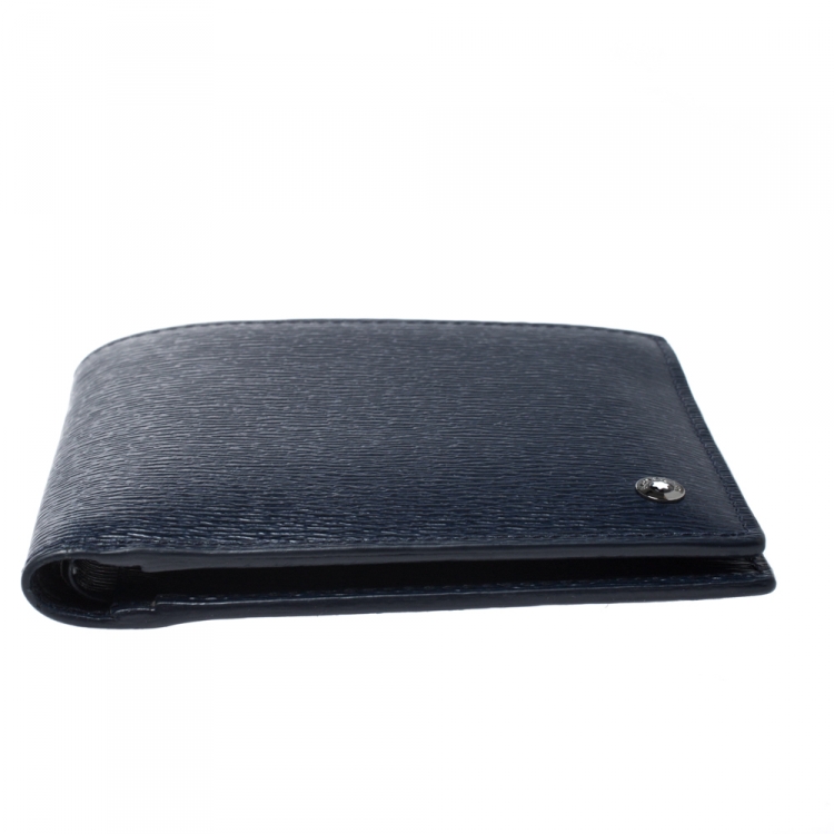 Pre Owned Montblanc Navy Blue Leather Westside Bifold Wallet 