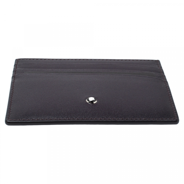 Pre Owned Montblanc Burgundy Leather Meisterstuck Card Holder 6CC