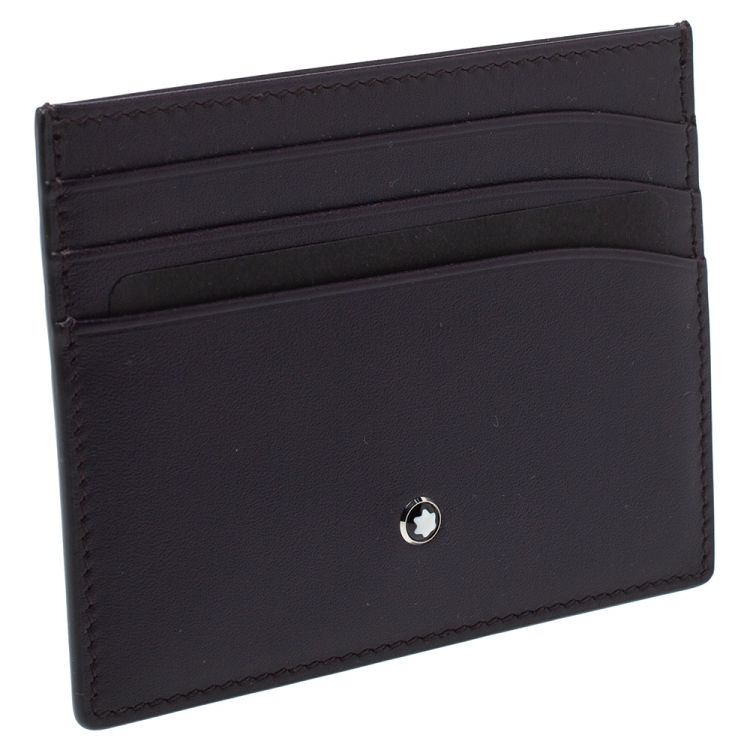 Pre Owned Montblanc Burgundy Leather Meisterstuck Card Holder 6CC