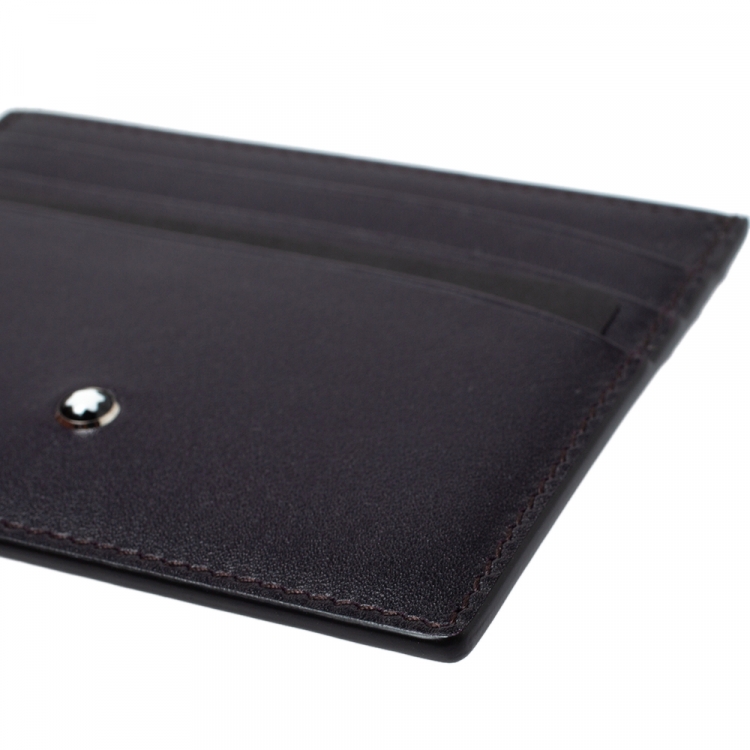 Pre Owned Montblanc Burgundy Leather Meisterstuck Card Holder 6CC