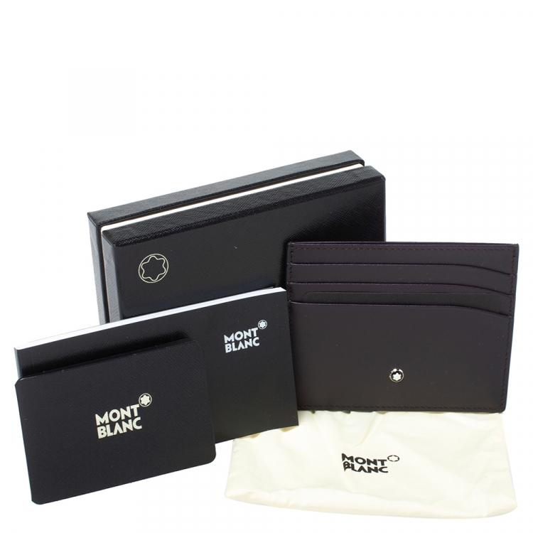 Pre Owned Montblanc Burgundy Leather Meisterstuck Card Holder 6CC