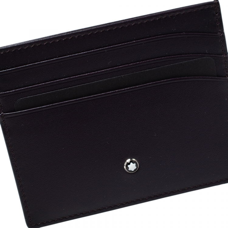 Pre Owned Montblanc Burgundy Leather Meisterstuck Card Holder 6CC
