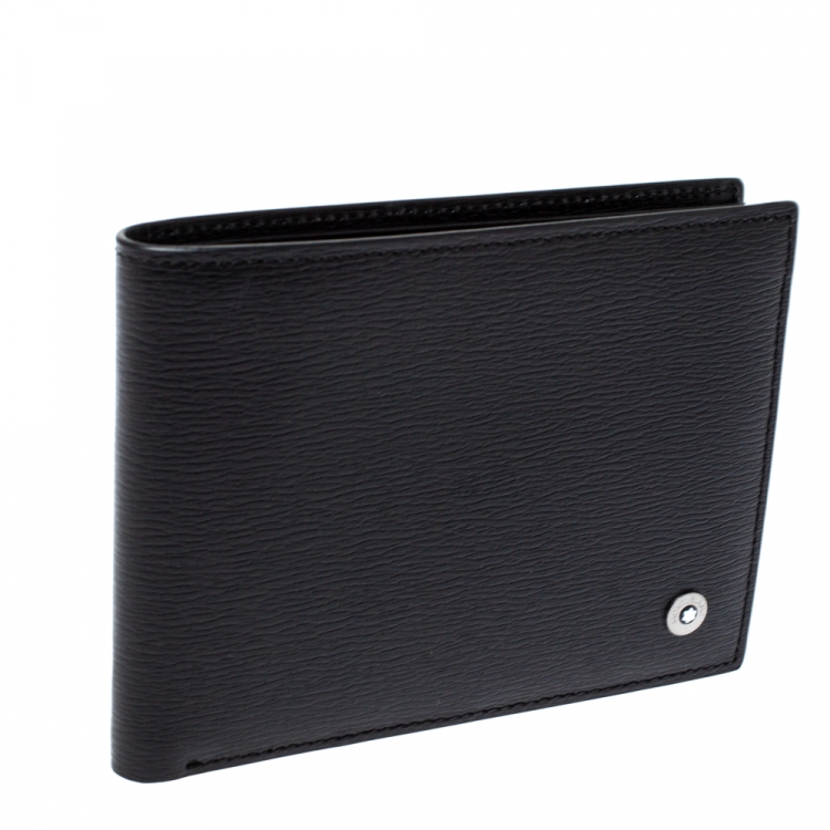 Pre Owned Montblanc Black Leather Westside Bifold Wallet 