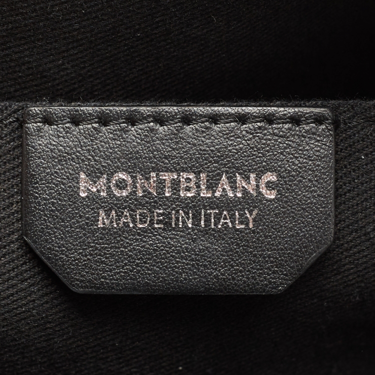 Pre Owned Montblanc Navy Blue/Black Monogram Canvas and Leather Small Sling Backpack