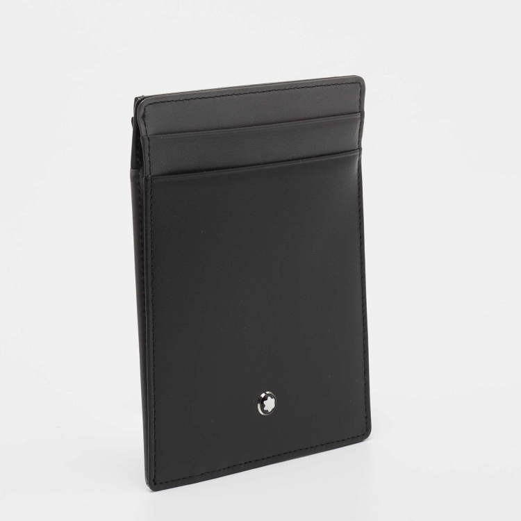 Pre Owned Montblanc Black/Grey Leather Meisterstuck Pocket 4cc ID Card Holder