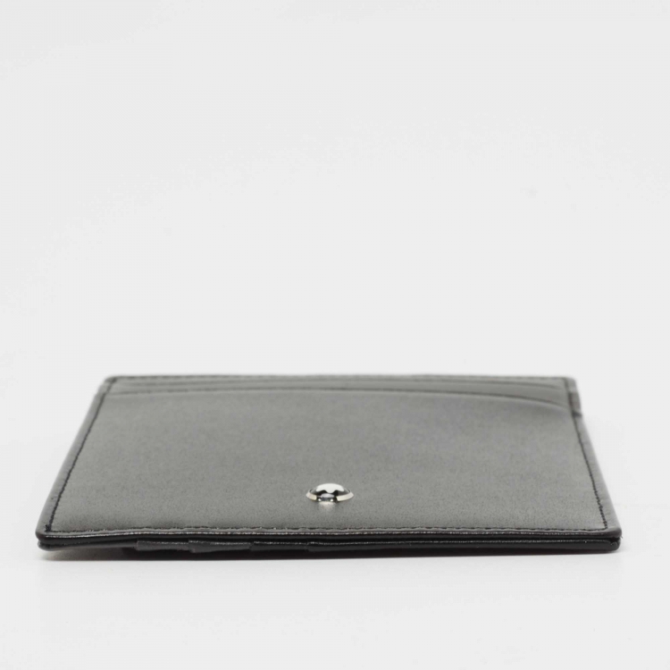 Pre Owned Montblanc Black/Grey Leather Meisterstuck Pocket 4cc ID Card Holder