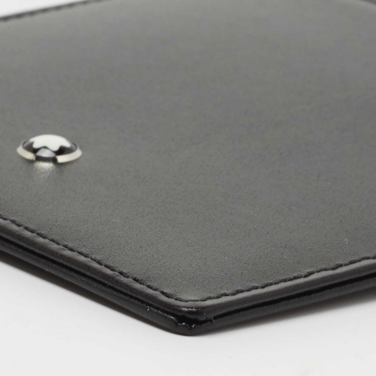 Pre Owned Montblanc Black/Grey Leather Meisterstuck Pocket 4cc ID Card Holder