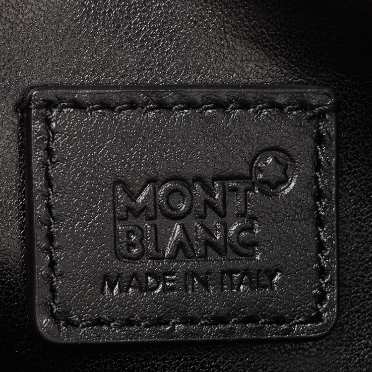 Pre Owned Montblanc Grey/Black Nylon and Leather Zip Toiletry Pouch
