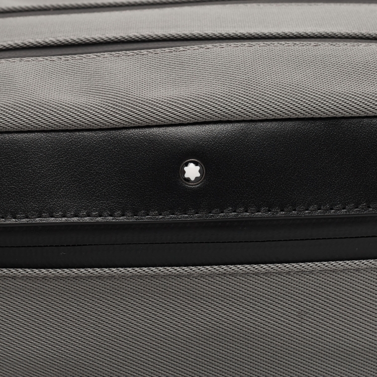 Pre Owned Montblanc Grey/Black Nylon and Leather Zip Toiletry Pouch
