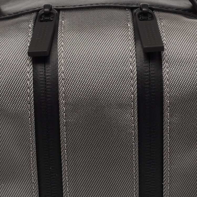 Pre Owned Montblanc Grey/Black Nylon and Leather Zip Toiletry Pouch