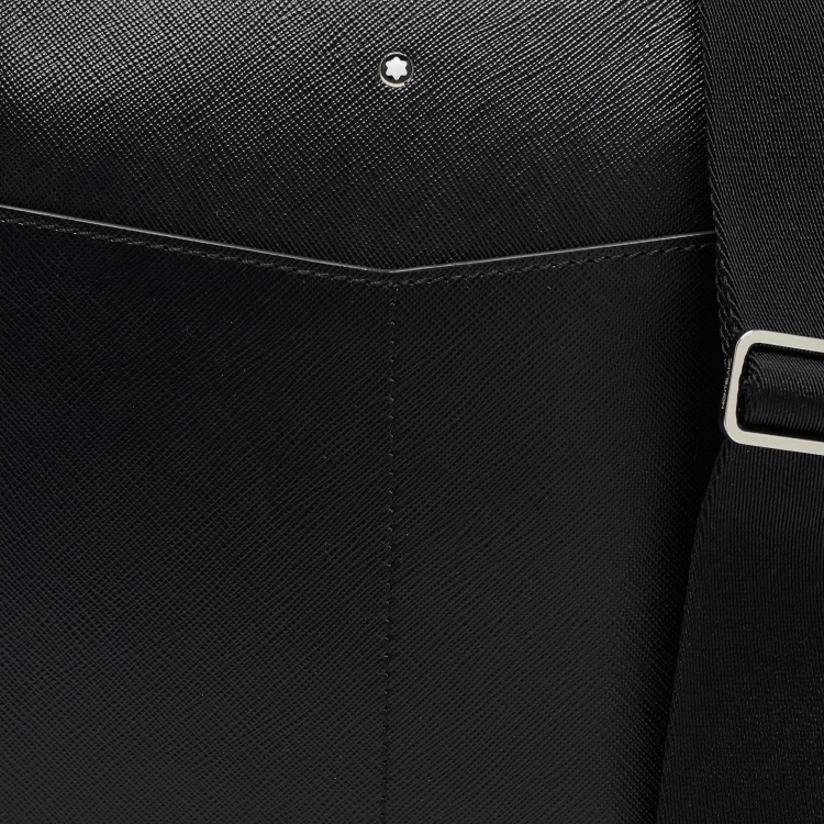 Pre Owned Montblanc Black Leather Sartorial Zip Messenger Bag