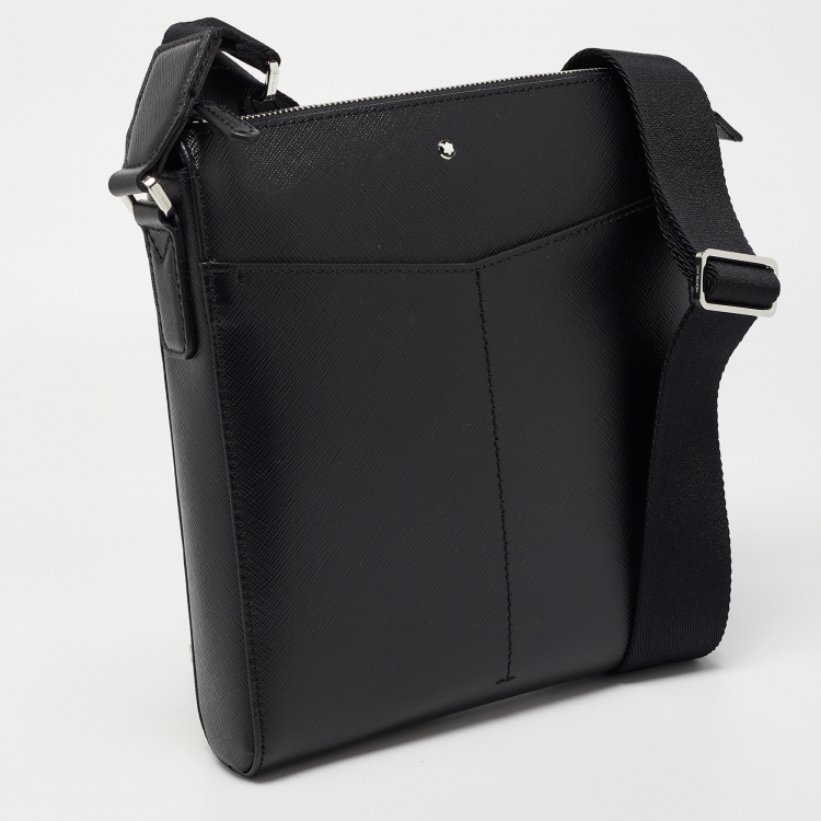 Pre Owned Montblanc Black Leather Sartorial Zip Messenger Bag