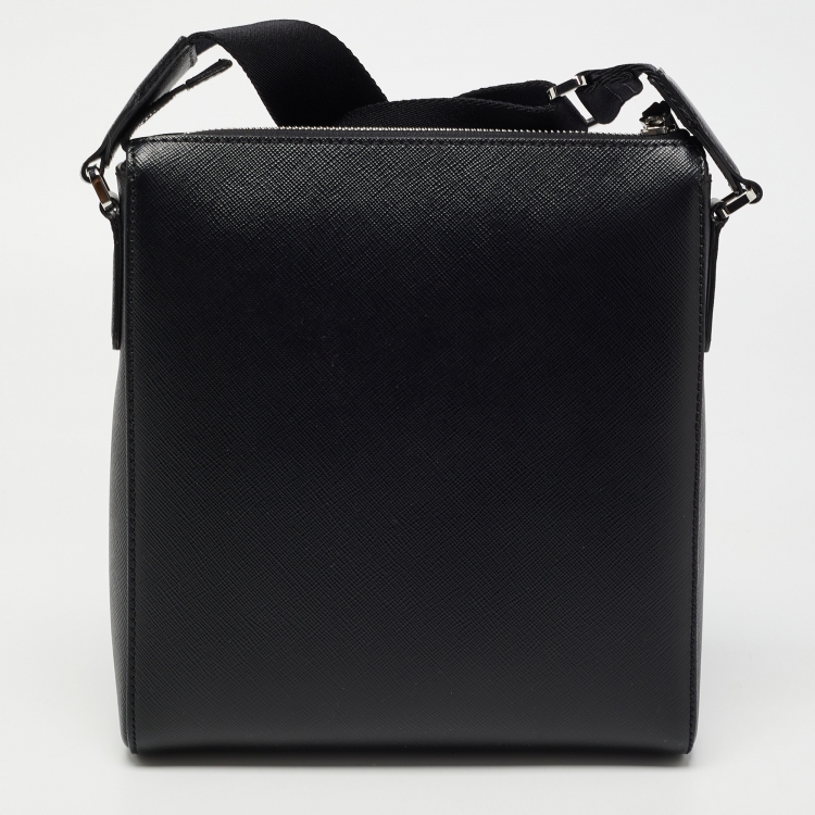 Pre Owned Montblanc Black Leather Sartorial Zip Messenger Bag