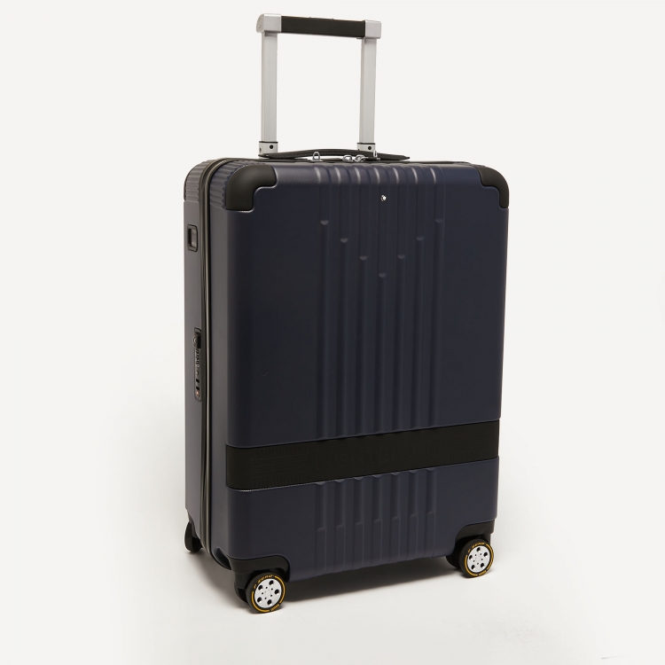 Pre Owned Montblanc Navy Blue Polycarbonate Cabin Trolley 55CM