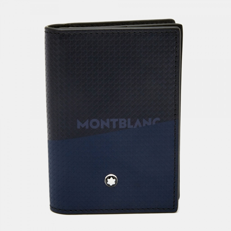 Pre Owned Montblanc Black/Blue Leather Extreme 2.0 Business Card Holder