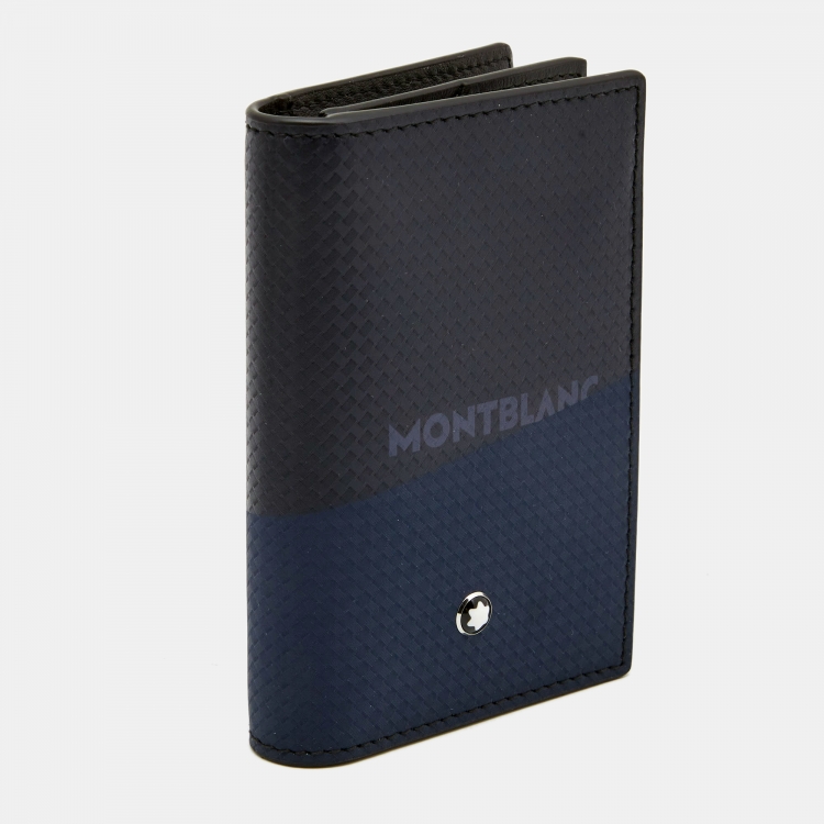 Pre Owned Montblanc Black/Blue Leather Extreme 2.0 Business Card Holder