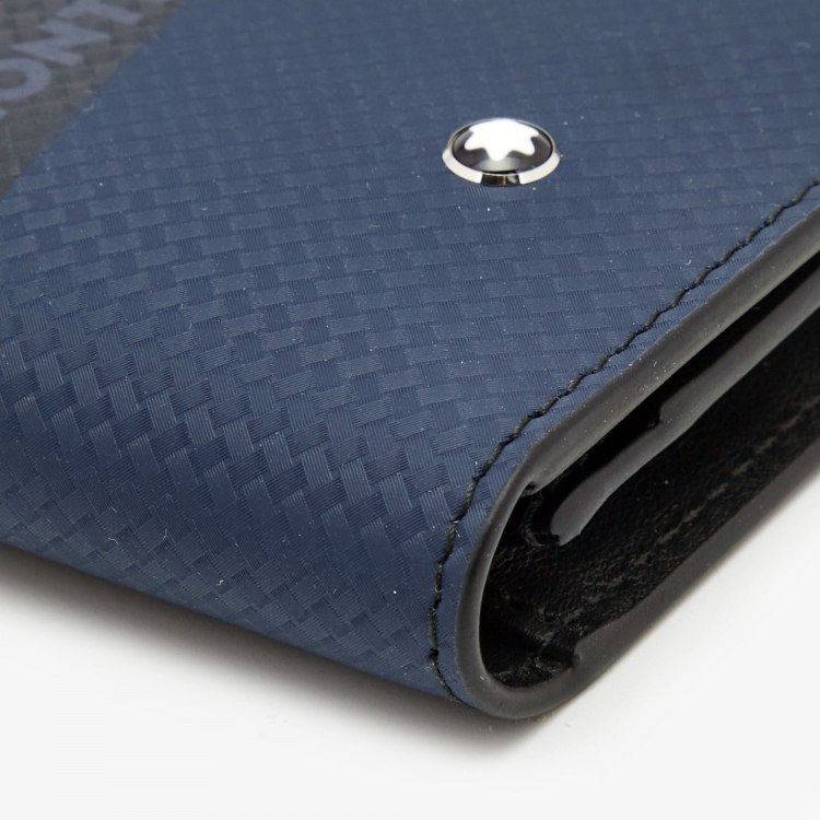 Pre Owned Montblanc Black/Blue Leather Extreme 2.0 Business Card Holder