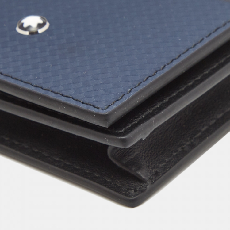 Pre Owned Montblanc Black/Blue Leather Extreme 2.0 Business Card Holder