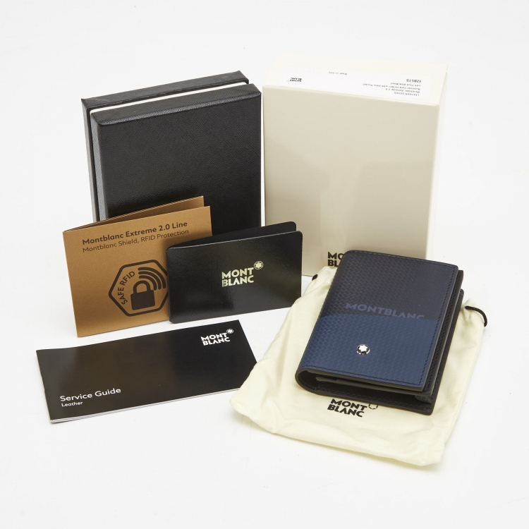 Pre Owned Montblanc Black/Blue Leather Extreme 2.0 Business Card Holder