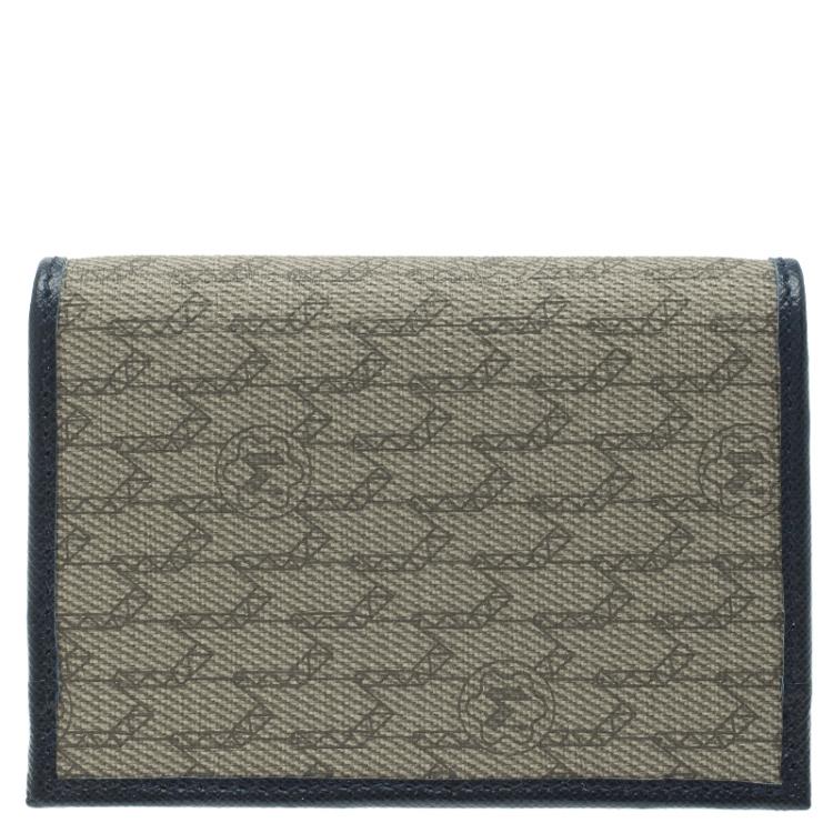 Pre Owned Montblanc Blue Coated Canvas and Leather Signature Card Holder