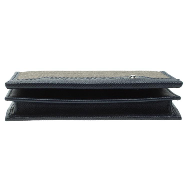 Pre Owned Montblanc Blue Coated Canvas and Leather Signature Card Holder