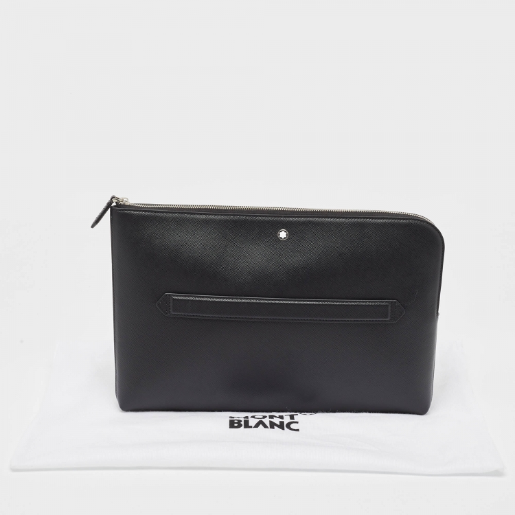 Pre Owned Montblanc Black Leather Meisterstuck Zip Pouch