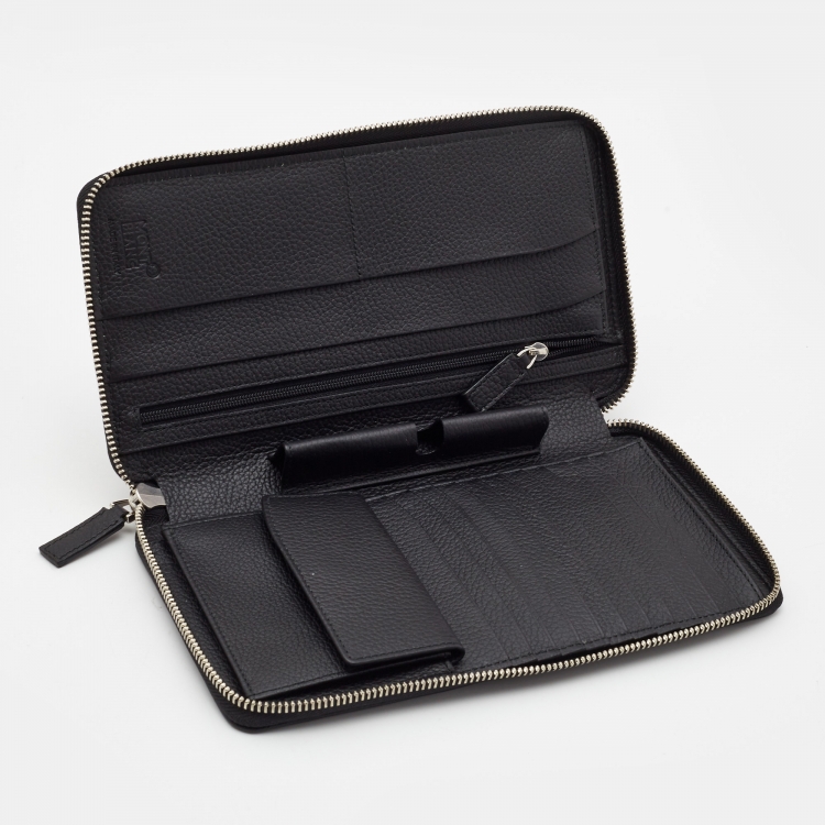 Pre Owned Montblanc Black Leather Meisterstuck 13CC Zip Travel Wallet