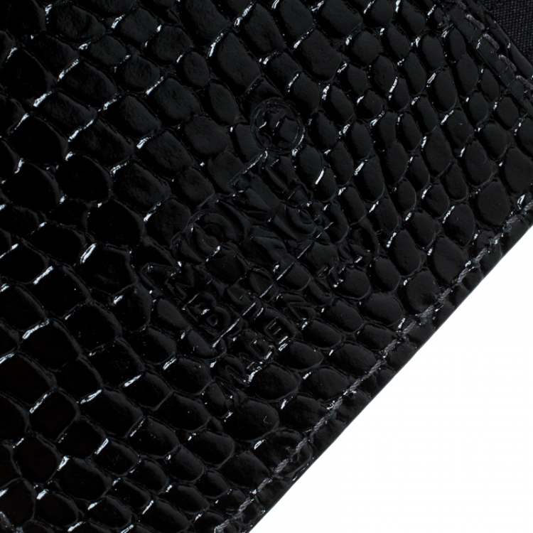 Pre Owned Montblanc Black Croc Embossed Medium Organiser 
