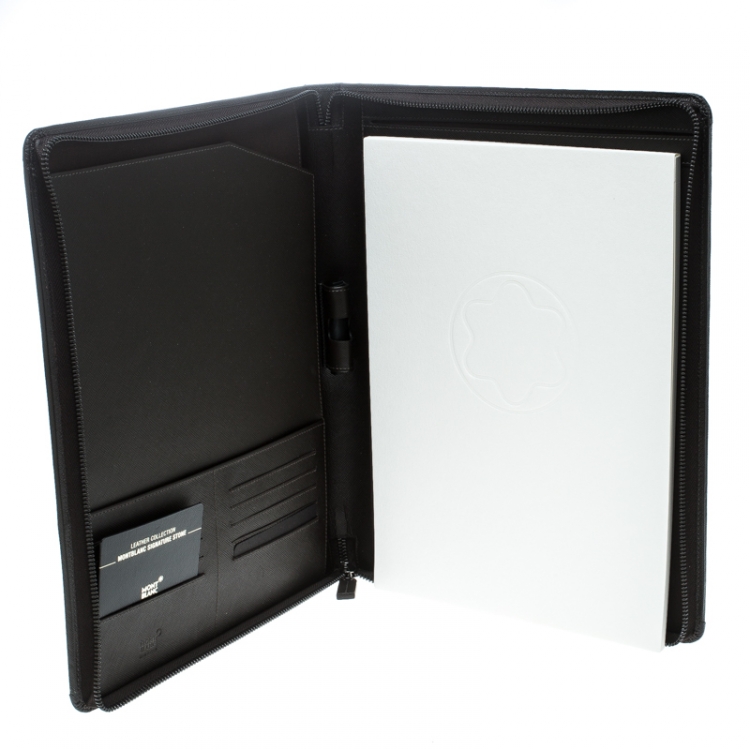 Pre Owned Montblanc Beige Signature Coated Canvas Large Notepad
