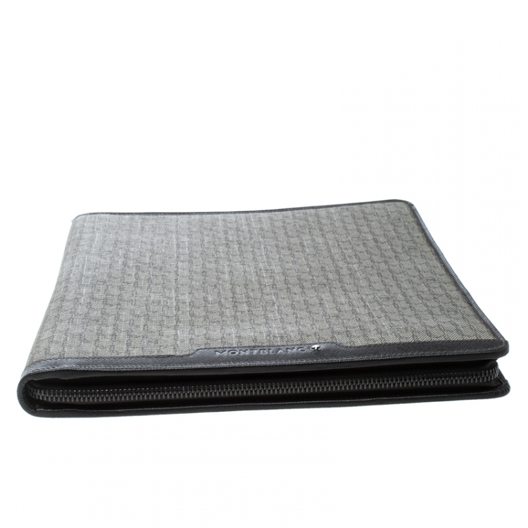 Pre Owned Montblanc Beige Signature Coated Canvas Large Notepad