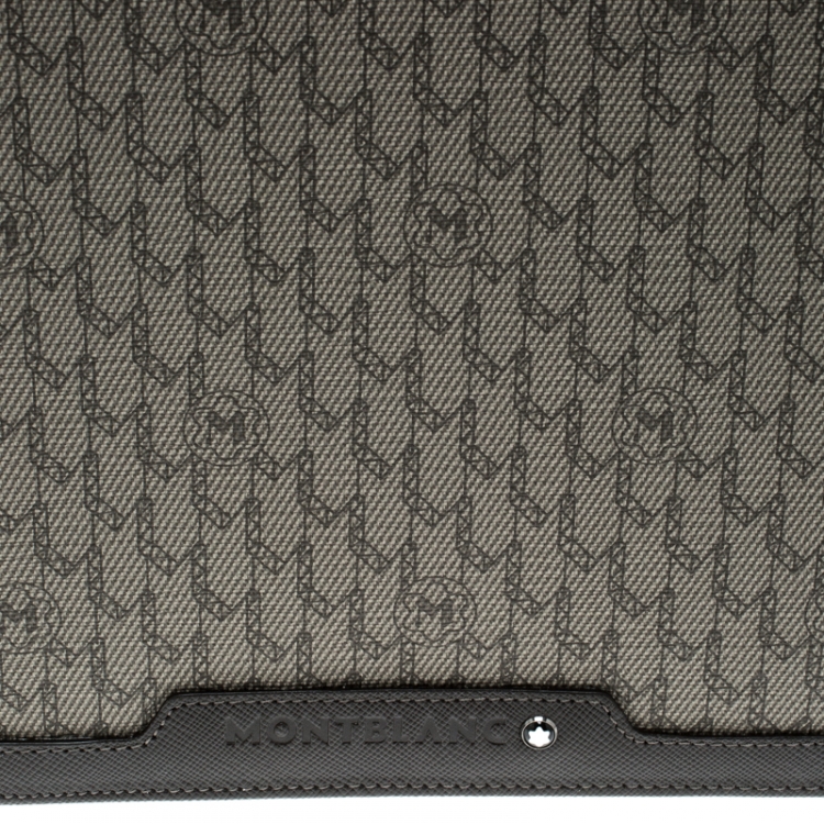 Pre Owned Montblanc Beige Signature Coated Canvas Large Notepad