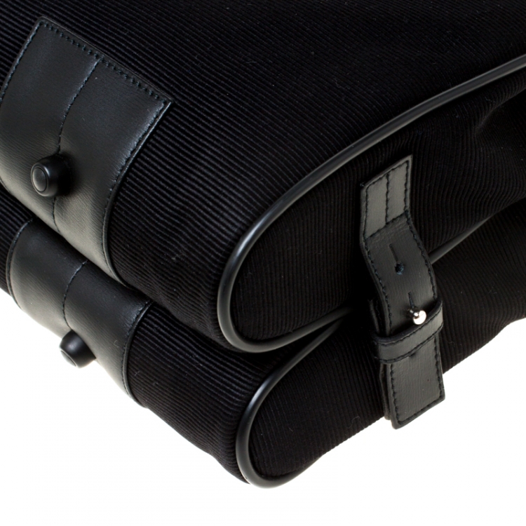 Pre Owned Montblanc Black Fabric and Leather Double Gusset Nightflight Briefcase