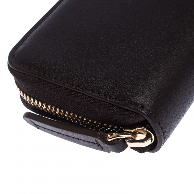 Pre Owned Montblanc Brown Leather 2 Pen Zip Pouch 
