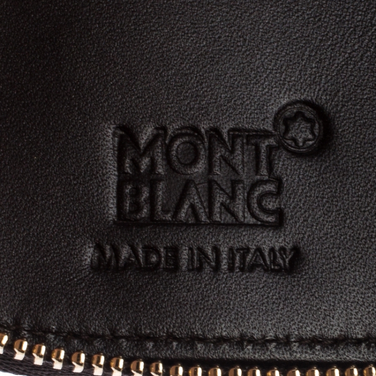 Pre Owned Montblanc Brown Leather 2 Pen Zip Pouch 