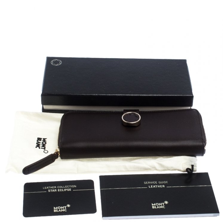 Pre Owned Montblanc Brown Leather 2 Pen Zip Pouch 