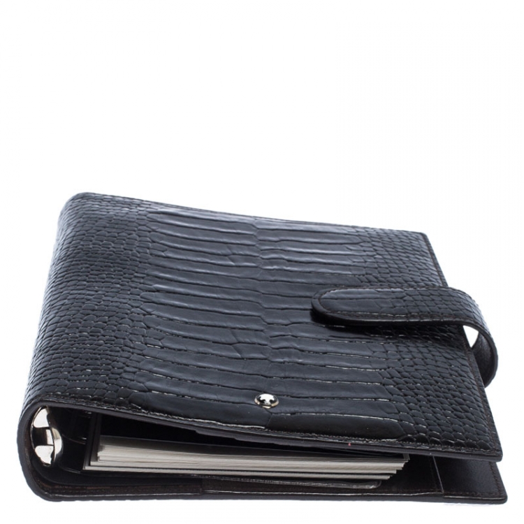 Pre Owned Montblanc Dark Brown Crocodile Embossed Medium La Vie De Boheme Organizer