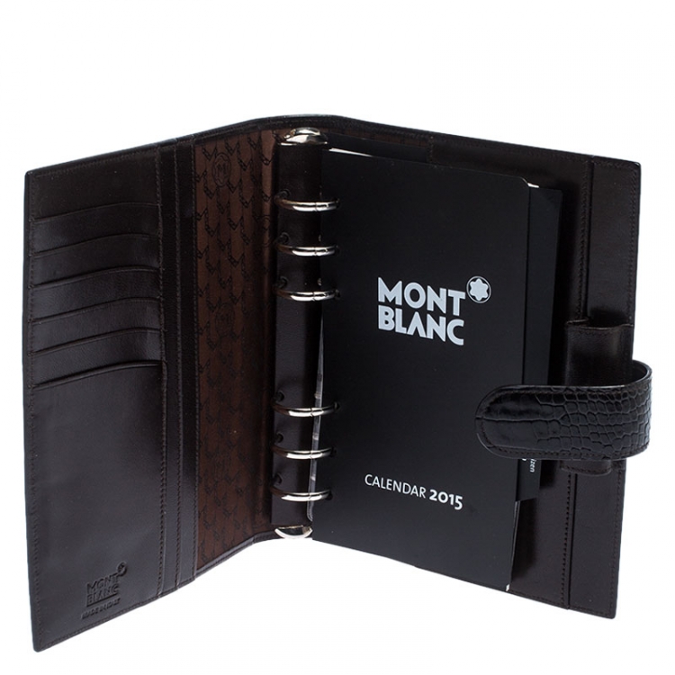 Pre Owned Montblanc Dark Brown Crocodile Embossed Medium La Vie De Boheme Organizer