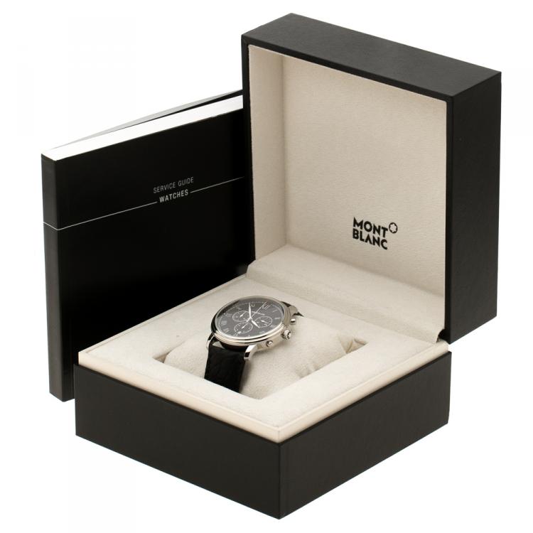 Pre Owned Montblanc Black Stainless Steel Tradition Men's Wristwatch 42 mm