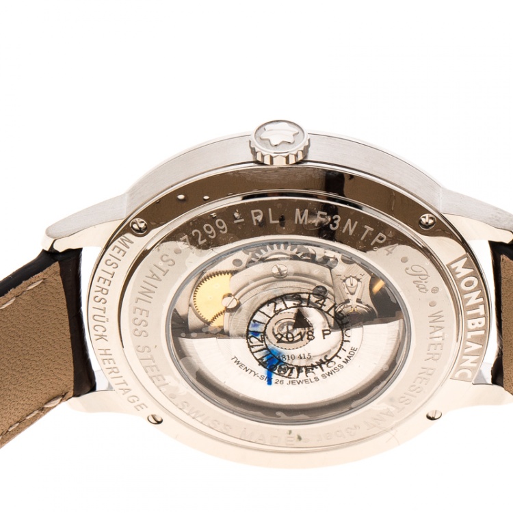 Pre Owned Montblanc Silver White Stainless Steel Heritage Spirit 7299 Men's Wristwatch 41 mm